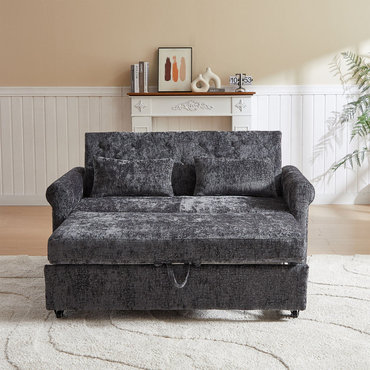 Loveseat Sofa Bed, Pull - Out Couch Sleeper & 2 Pillows - view 3