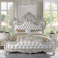 Adara - Eastern King Bed - Pearl White Synthetic Leather & Antique White