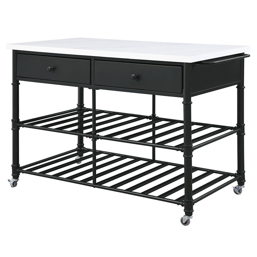 Emery - Kitchen Island - White Cultured Marble Top & Gray
