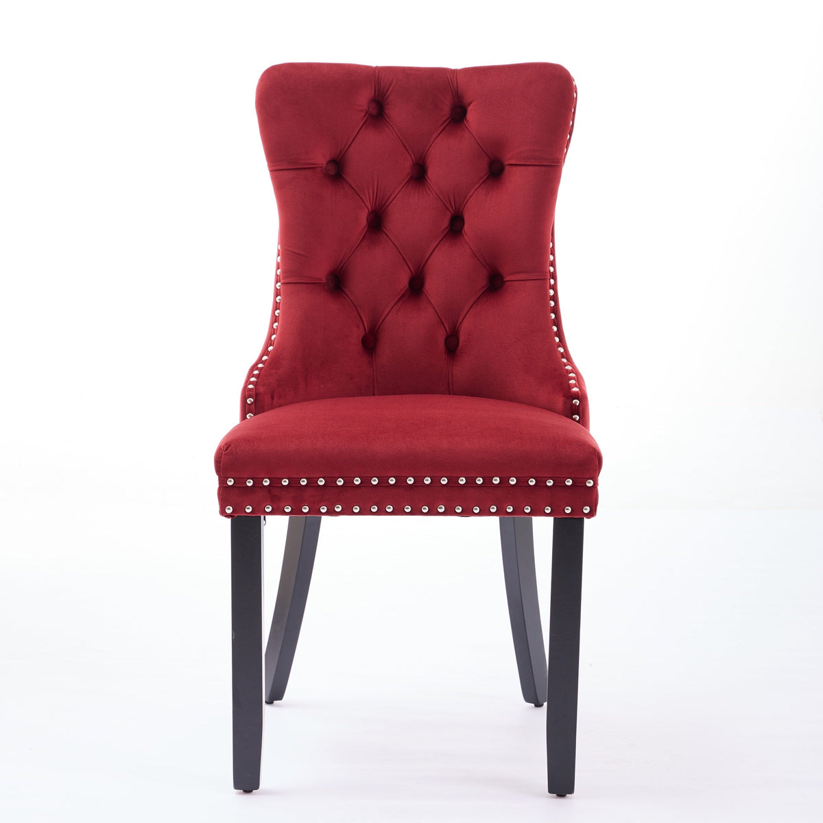 Classic Velvet Dining Chairs - Set of 2 in Burgundy