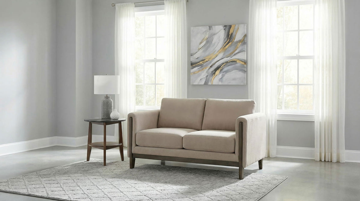 Islington Fabric Upholstered Panel Arm Loveseat Taupe - view 3