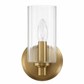 Jardin Single Light Wall Sconce with Clear Ribbed Glass - Satin