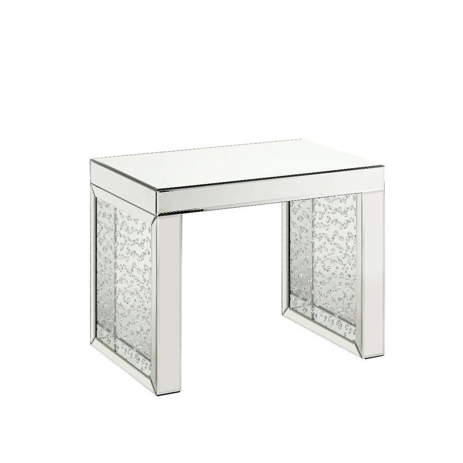 Nysa - 20" Accent Table - Mirrored & Faux Crystals Inlay