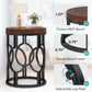 20" Round Industrial Side Table with Metal Openwork Frame