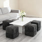 Ottoman Foot Rest Soft and Comfortable Ottoman Square Corduroy Woven Design Sofa Stool (Grey)