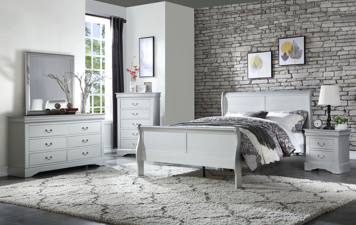 Louis Philippe Platinum Finish Twin Bed