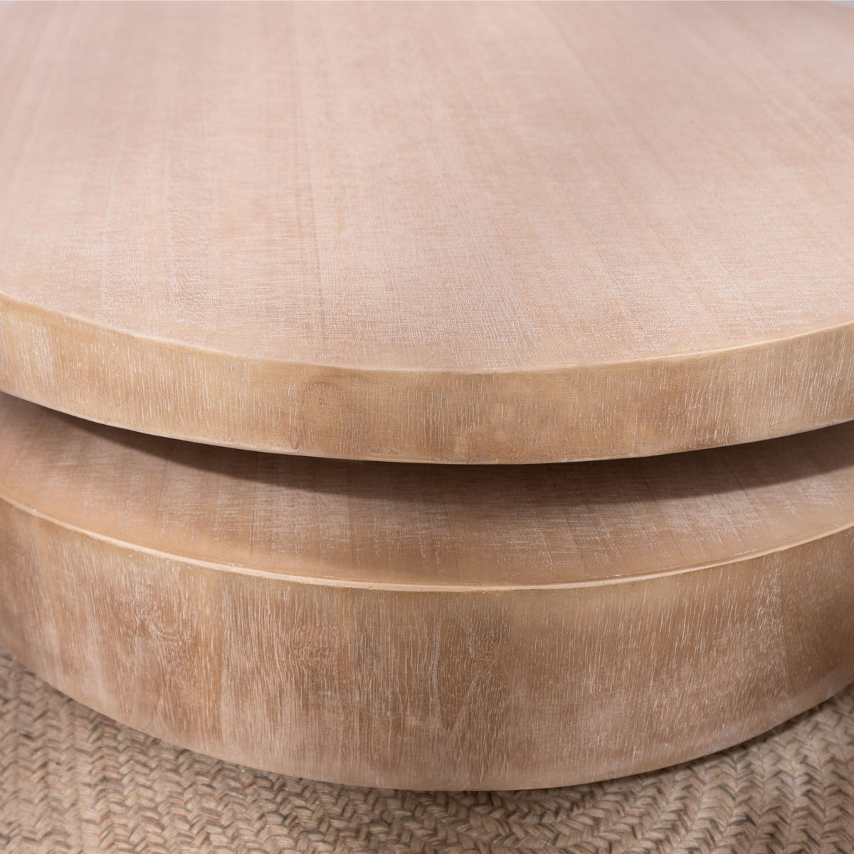 Modern Round Wood Coffee Table – 31.3"