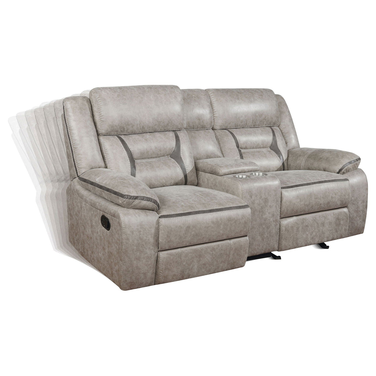 Greer Upholstered Motion Reclining Loveseat Taupe - view 2