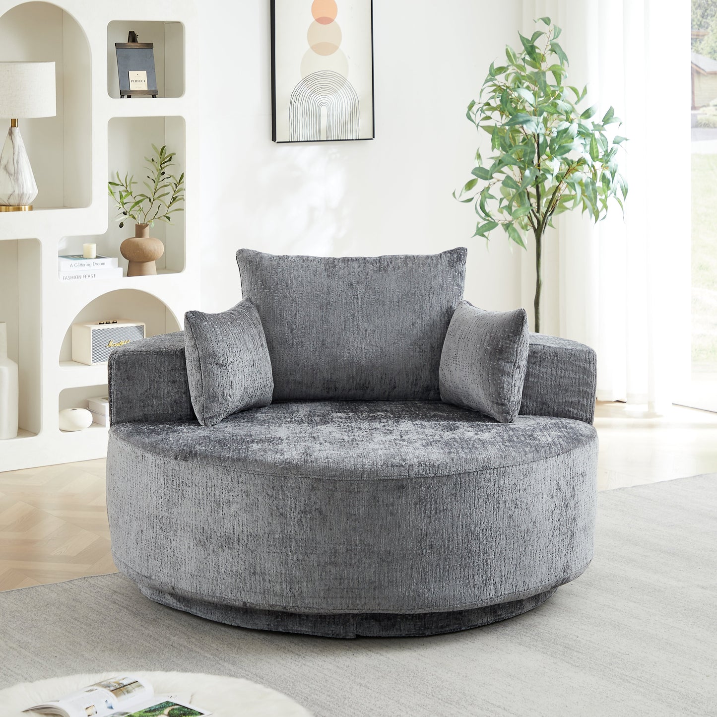 55''L Polyester Foam Single Swivel Chair