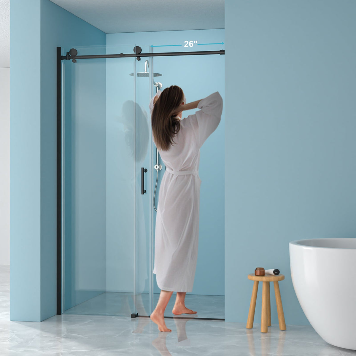 Shower Door 48" W x 76" H Single Sliding Bypass Shower Enclosure
