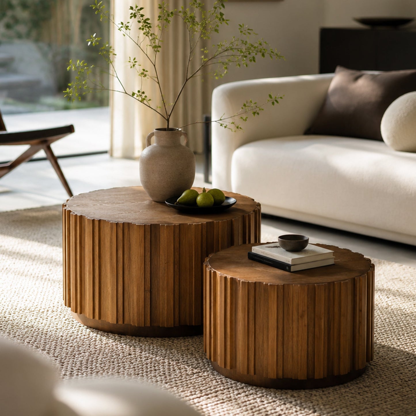 19.7" + 27.5" Round Nesting Coffee Table Set of 2
