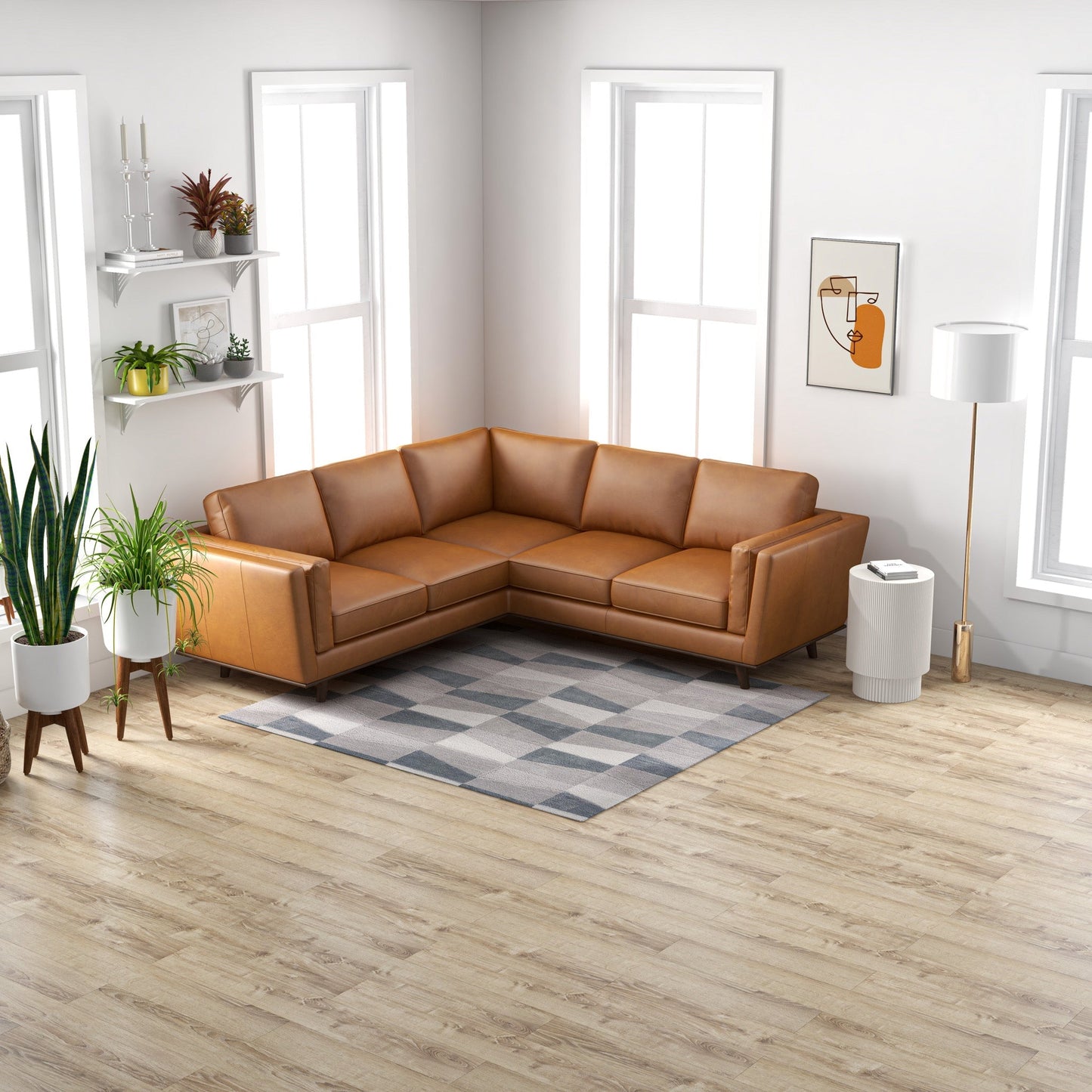 Erman Leather Sectional Sofa