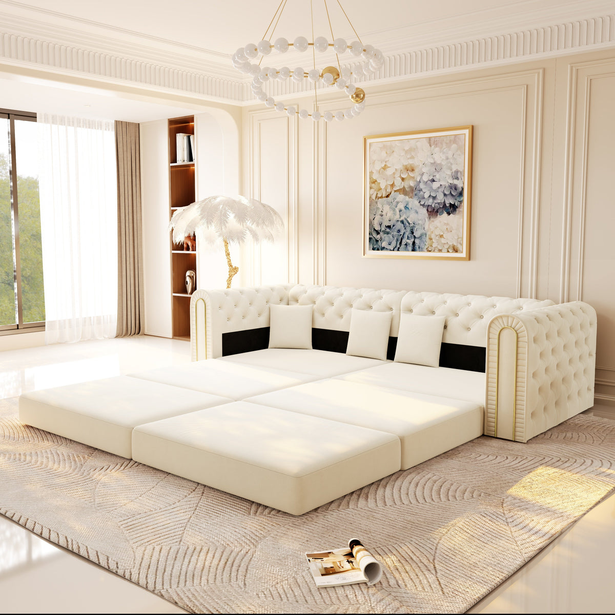 90.6" 3-in-1 Convertible Sleeper Sofa