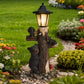 Black Bear Statue Welcome Sign with Solar Light