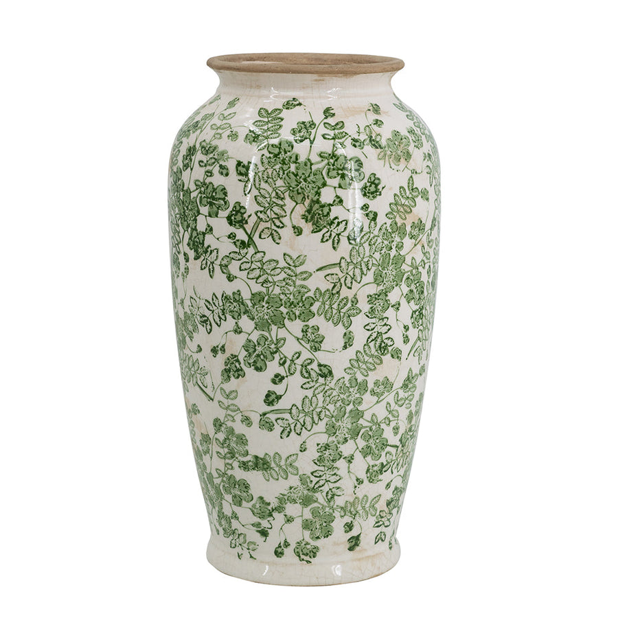 Ceramic Accent Vase With Floral Patterns