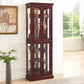 Lighted Curio Cabinet with Adjustable Shelves and Mirrored Back