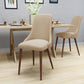 Mid Century Modern Fabric Armless Dining Chairs, Set of 2, Wheat and Dark