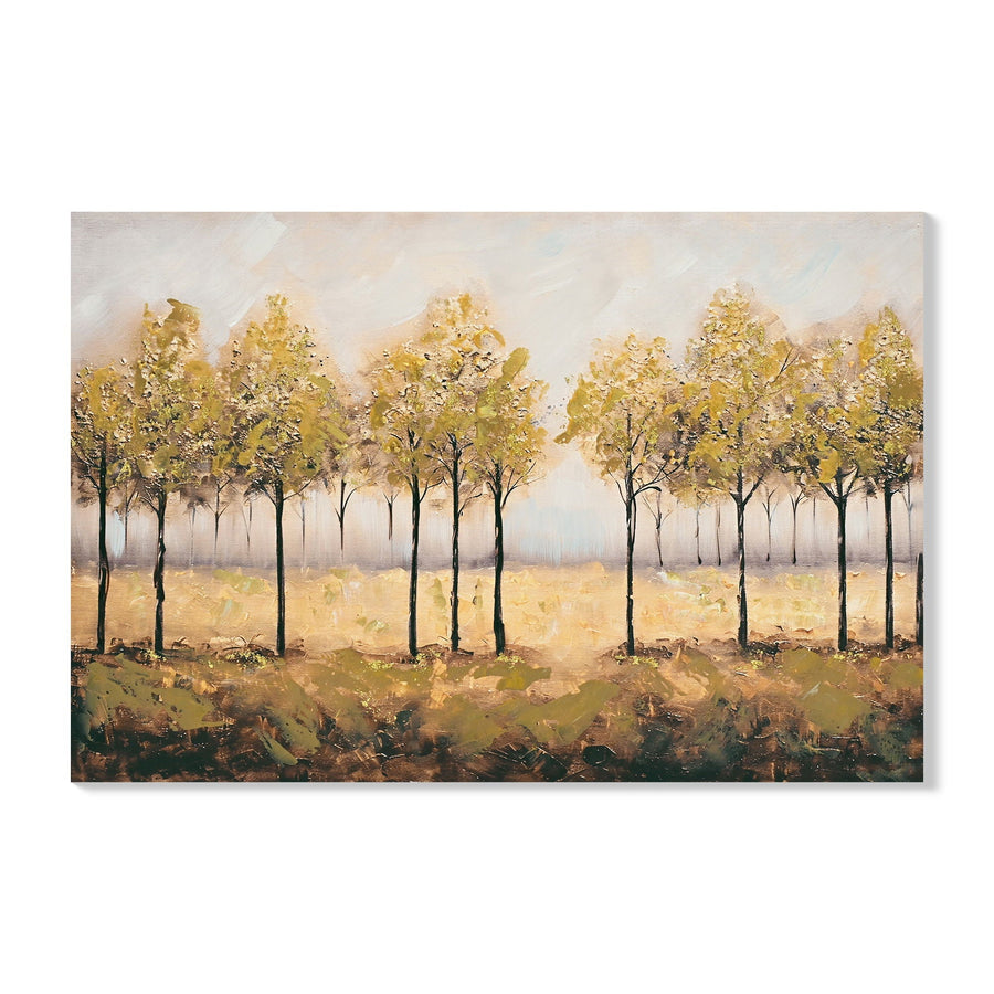 Wall Art Decor Canvas Print with Autumn Embellishments - Tan Leaves