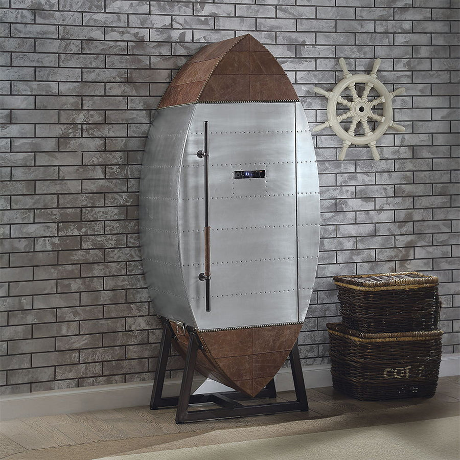 Brancaster - Wine Cooler - Retro Brown Top Grain Leather & Aluminum