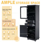 63" Tall Bathroom Storage Cabinet with Glass Doors