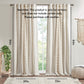 Cotton Printed Curtain Panel with Chenille Stripe and Lining Ivory 50x84