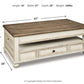 Realyn - Lift Top Cocktail Table - White / Brown