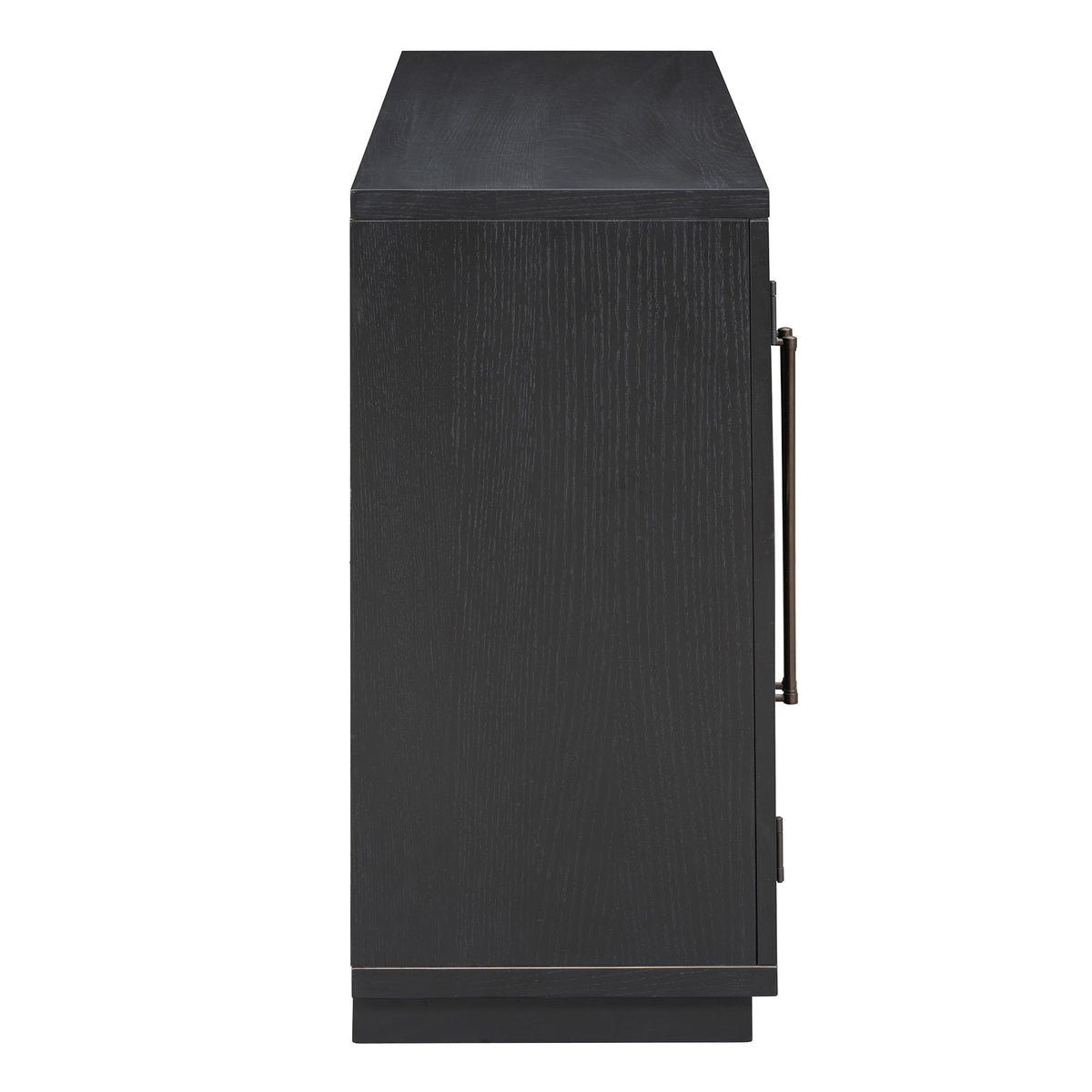 4-Door Large Storage Sideboard Buffet Cabinet with Glass Doors Arched Cabinet (Black)