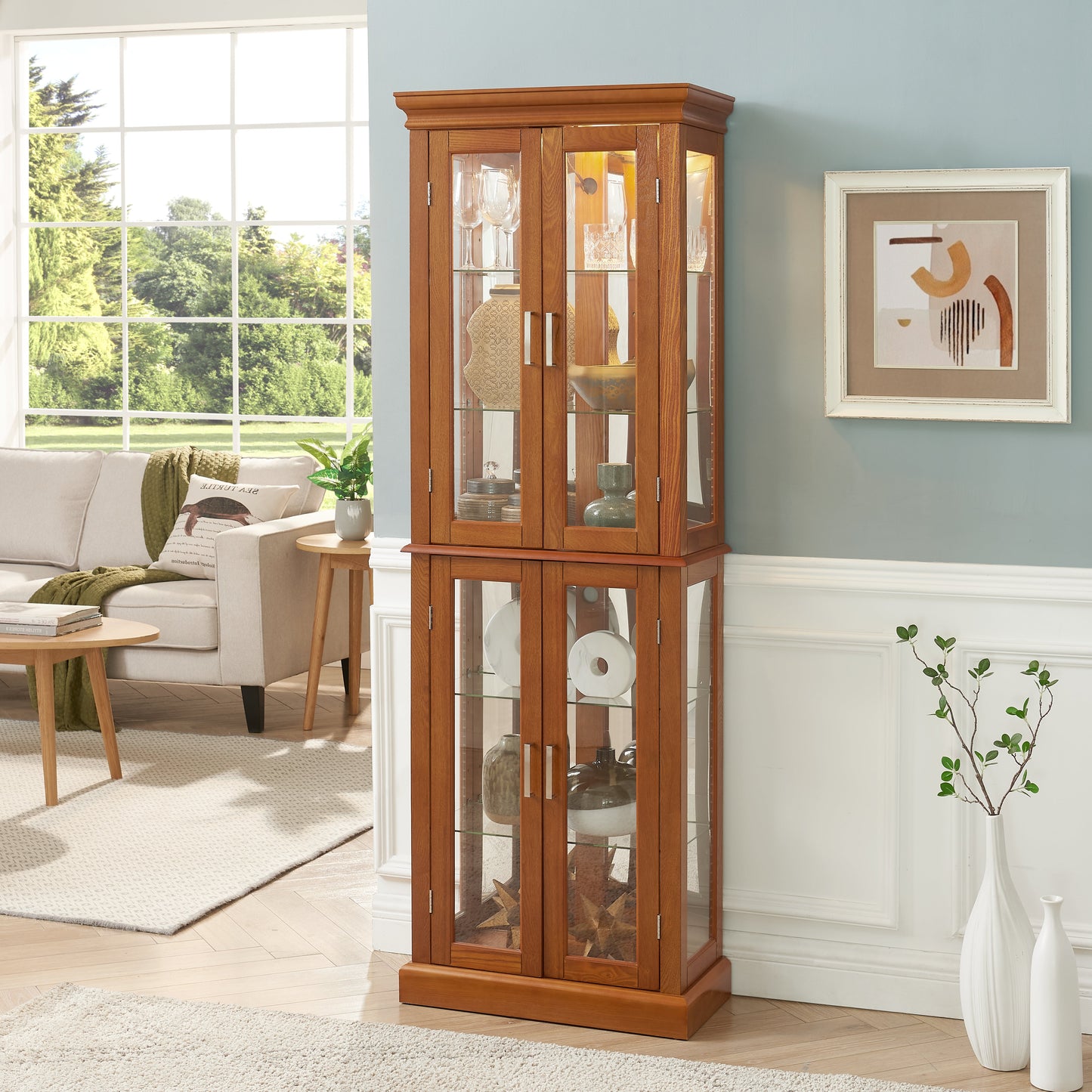 Lighted Curio Cabinet with Adjustable Shelves