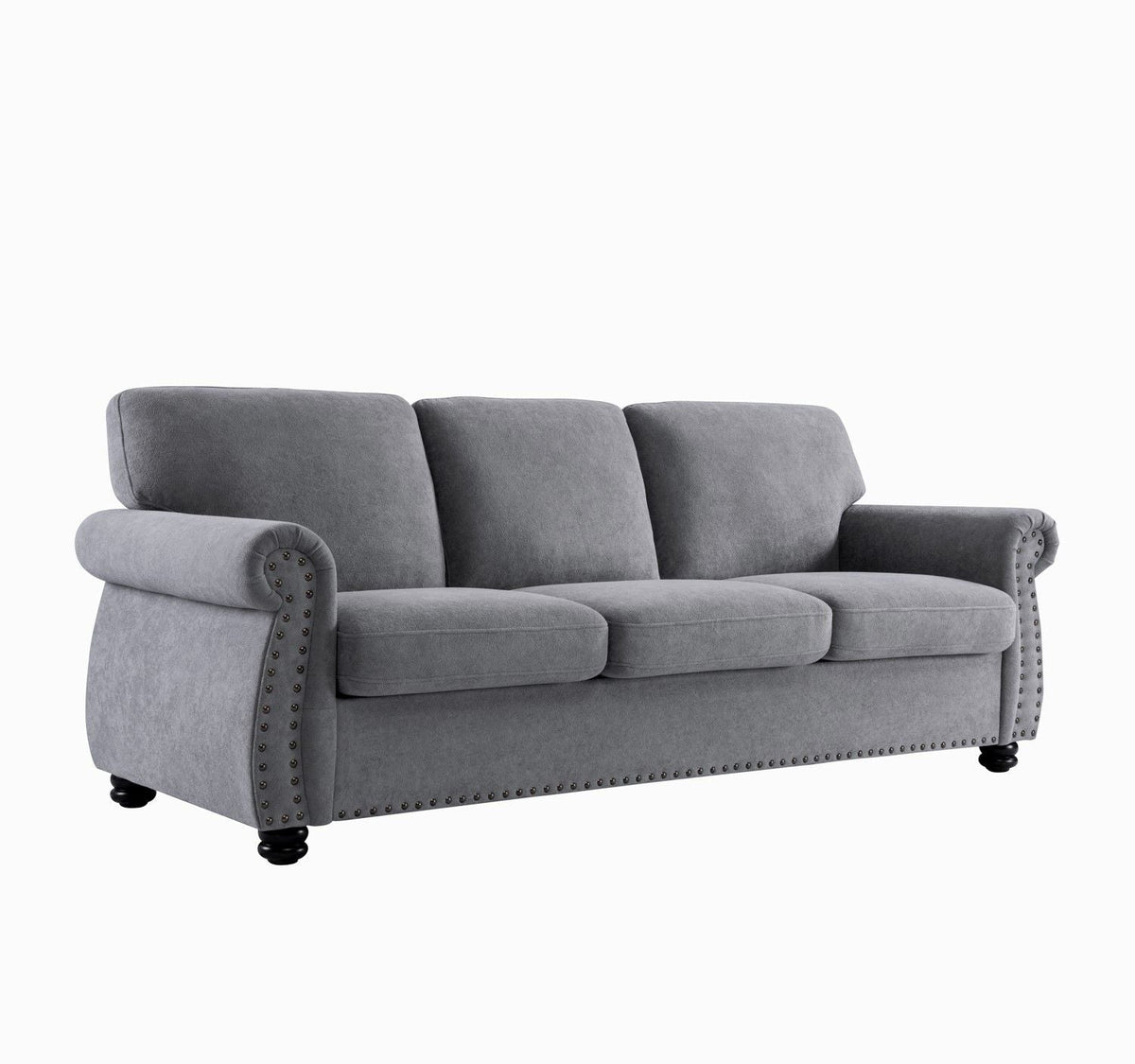 Soft Sofa, Upholstered 3 Seater Couch With High Density Foam, Loose Back Cushions And Turned Legs - view 5