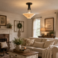 1930’s Peach Frosted Art Deco Suspended Chandelier Ceiling Light