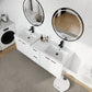 60" Bathroom Vanity With Resin Sink, Soft Close Doors and 1-Side Cabinet, Float Mounting Design, Glossy