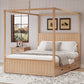 Queen Size Canopy Bed with Trundle and Storage