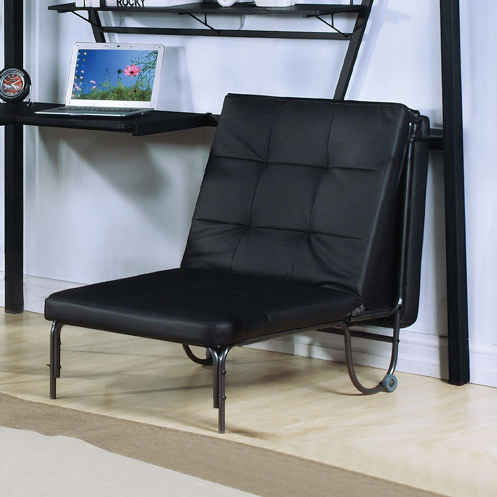 Senon - Adjustable Chair Futon - Silver & Black