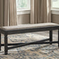 Tyler Creek - Upholstered Bench - Black / Grayish Brown