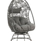 Hikre - Patio Lounge Chair & Side Table - Clear Glass, Charcoal Fabric & Black Wicker