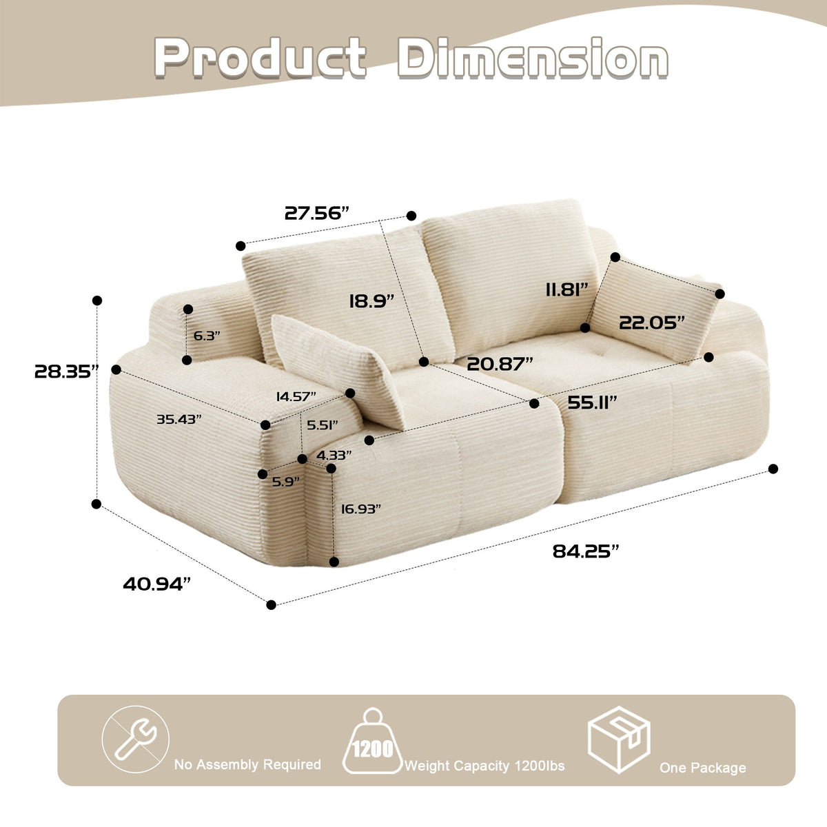 2 Seater Large Sectional Couches For Living Room - view 6