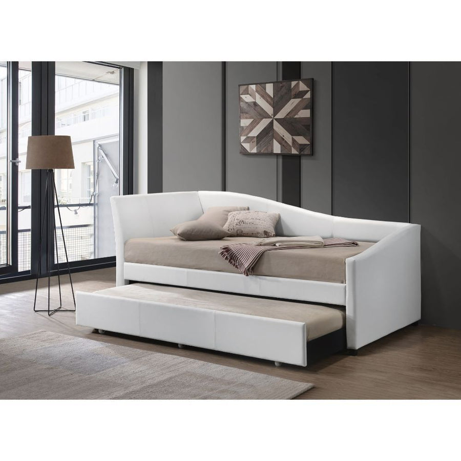 Jedda - Twin Daybed With Trundle - White Synthetic Leather