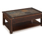 Roanoke - Rectangular Lift Top Cocktail Table (With Casters) - Cherry And Slate