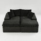 Black Turtle Velvet Double Chaise Lounge