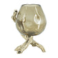 Olive Glass Candle Holder with Gold Metal Legs