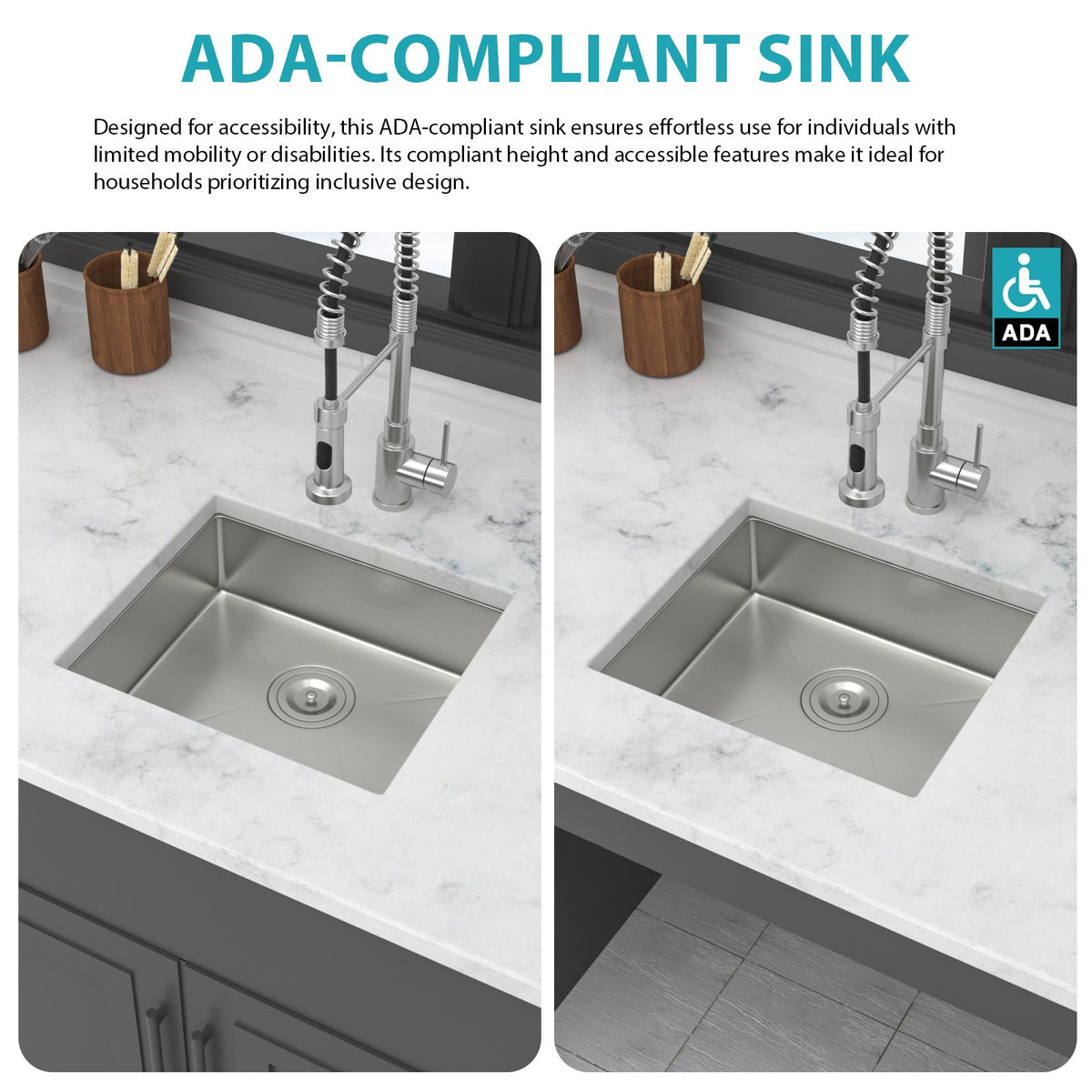 ADA-Compliant Kitchen Sink - 18 Inch Undermount