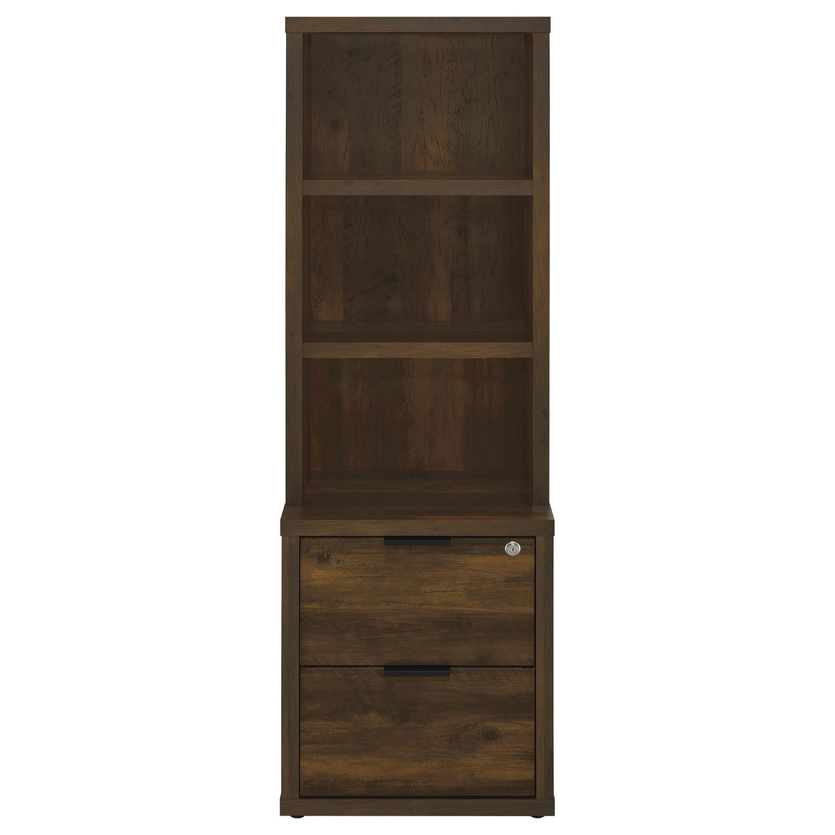 Geary Dark Pine 3-Shelf Bookcase USB and Lockable Drawer