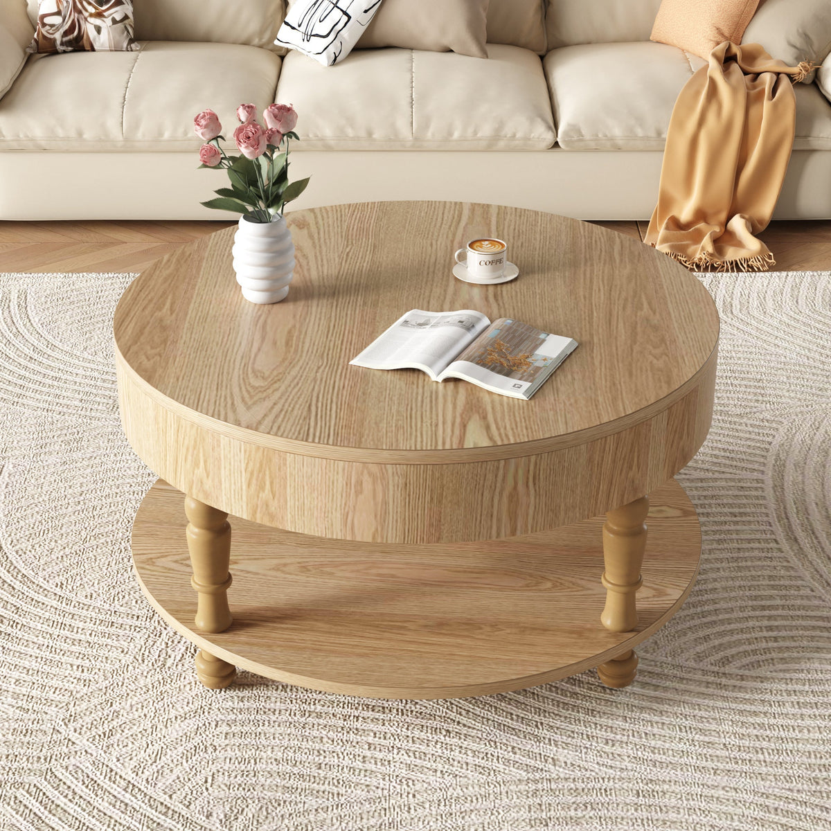 Coffee Table with Dual Storage for Living Room
