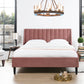 Aspen Vertical Tufted Headboard Platform Bed Set, Queen, Ash Rose