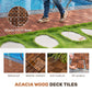 Acacia Wood Interlocking Deck Tiles Checker Pattern, 10PCS 12" x 12" Square