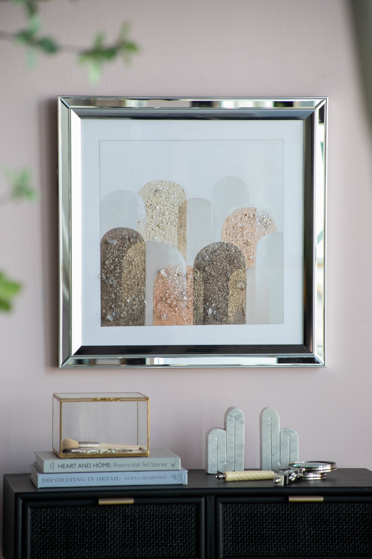 S/2 23.6x23.6" Kaiden Crystal Mirror Framed Wall Art