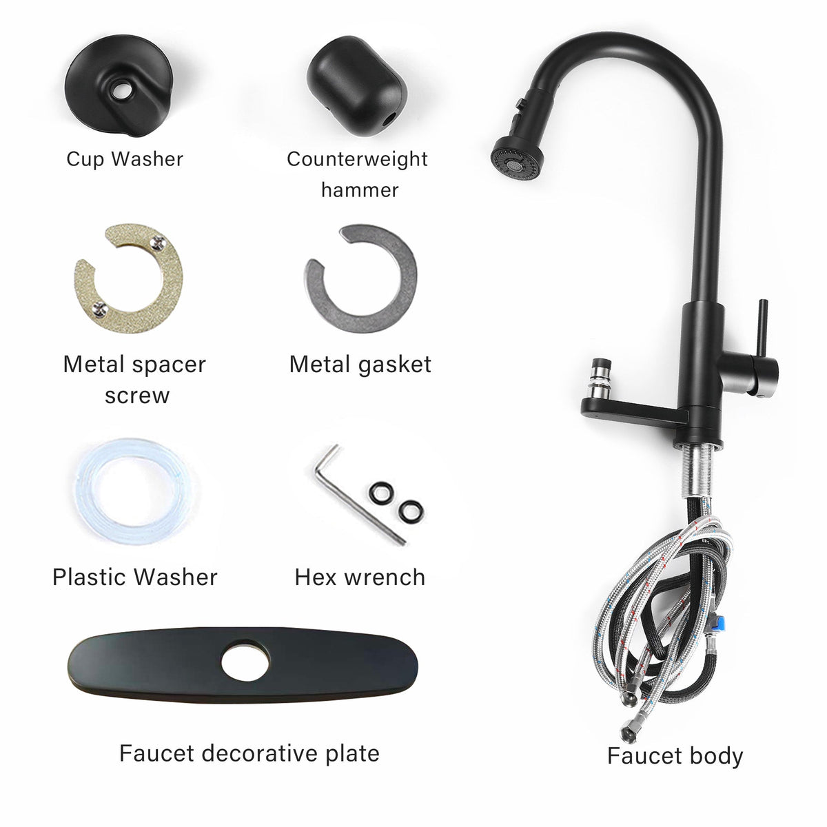 3-in-1 Kitchen Faucet with Press-Type Glass Rinser
