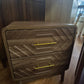 Walnut Wood Bedside Table with Double Drawers