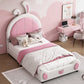 Twin Size Upholstered Platform Bed With Rabbit Shaped Headboard