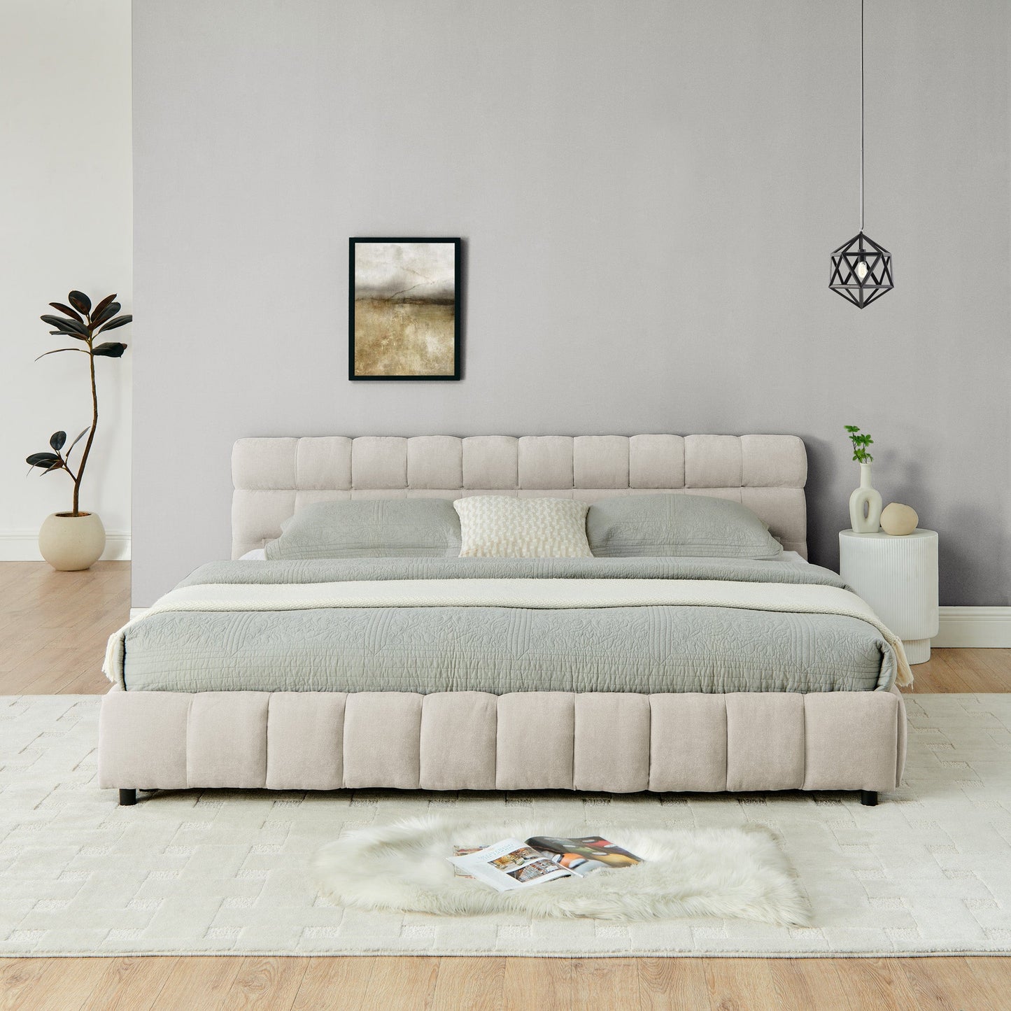 King Size Upholstered Bed with Storage
